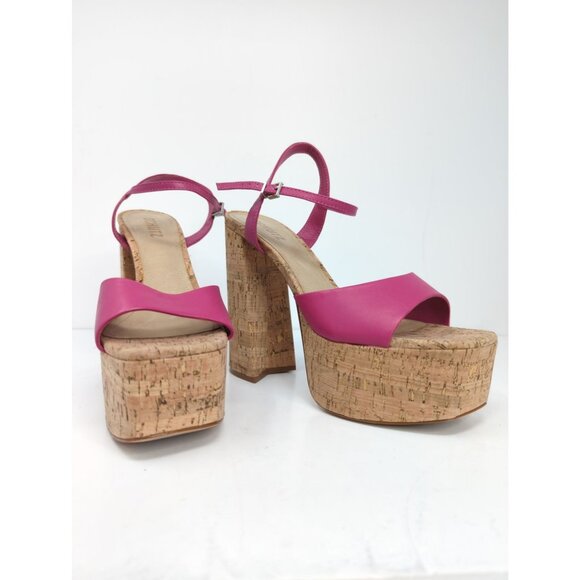 Schutz Glayce Womens Size 9 Leather Platform Heels Pink Sandals 5.5" New - Picture 3 of 10
